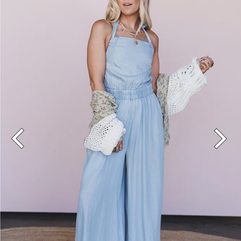 Three Bird Nest Sky Blue Women's Denim Overalls size small